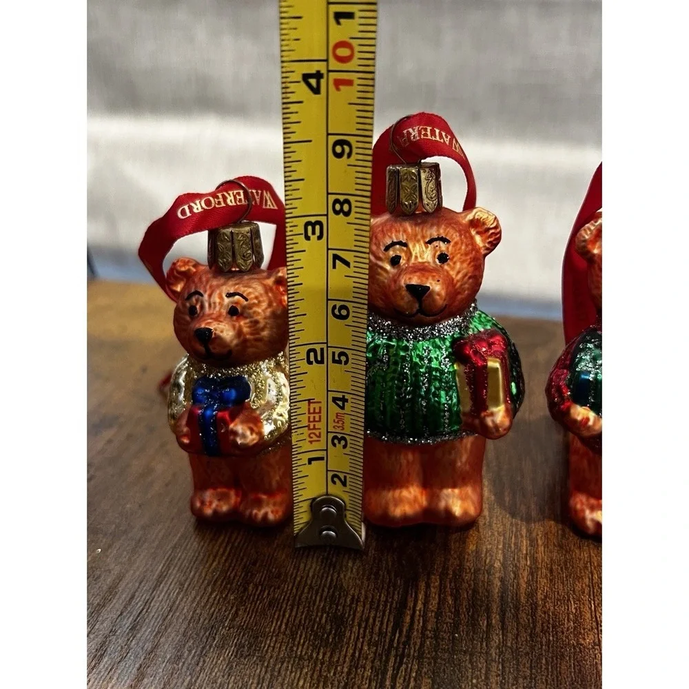 Waterford Holiday Heirlooms Set of 3‎ Teddy Bear Christmas Ornaments Luxury